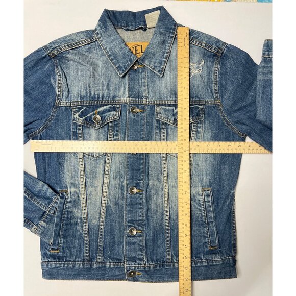 Axel Denim Jacket Unisex Size L Blue Distressed 100% Cotton Buttons Jean Jacket - Picture 6 of 8